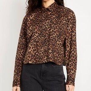 Leopard Print Button-Up Women's Top